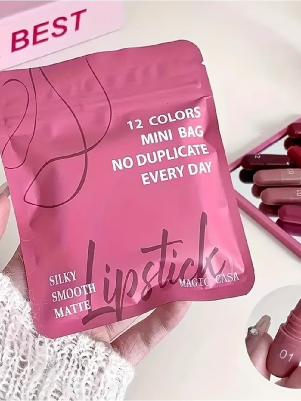 Lipstick Boutique 12-Color Capsule Set – Pinks, Reds, Nudes _ Try New Shades
